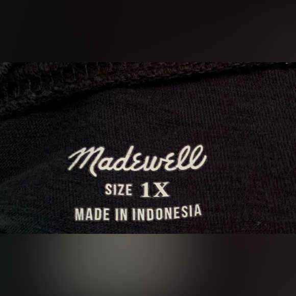 Madewell Women’s Plus 1X Black LS Fall Cotton Tee Stretch Top Classic - Picture 2 of 3